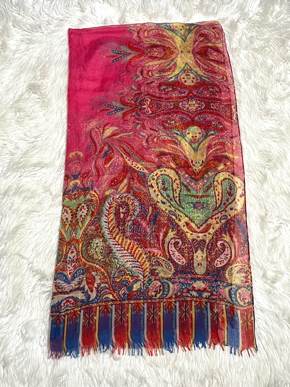 Colorful Floral Extra Large Pink Red Scarf Head Wrap Cover-Up Sarong Swaddle